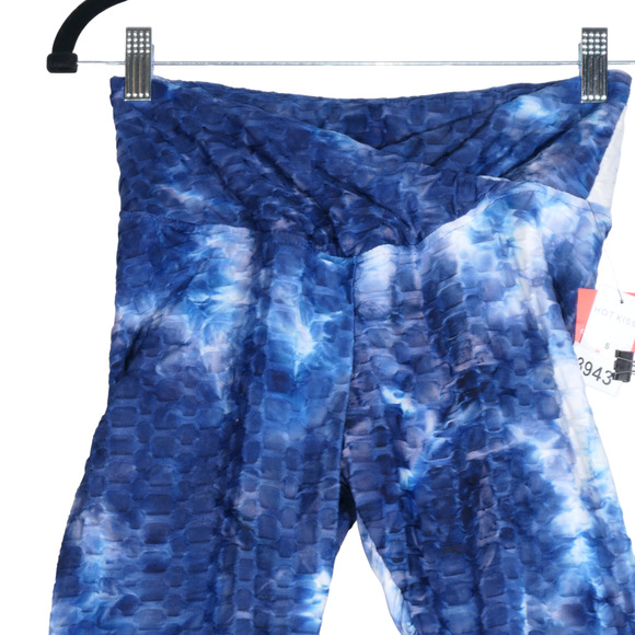 NEW Hot Kiss Blue Tie Dye Leggings Womens Small Elastic Waist Textured Fabric - Picture 3 of 9
